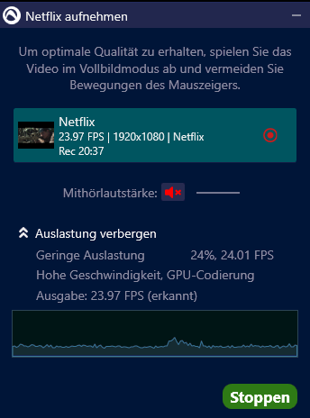 Audials listening volume