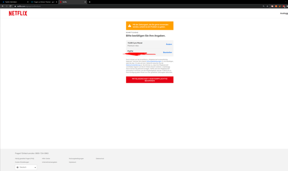 Netflix does not accept my PayPal payment
